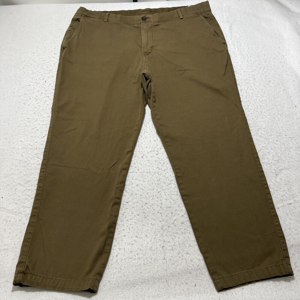 Cortefiel Men's 42 Regular Fit Flat Front Dark Brown/Green Chino Pants (42x28)